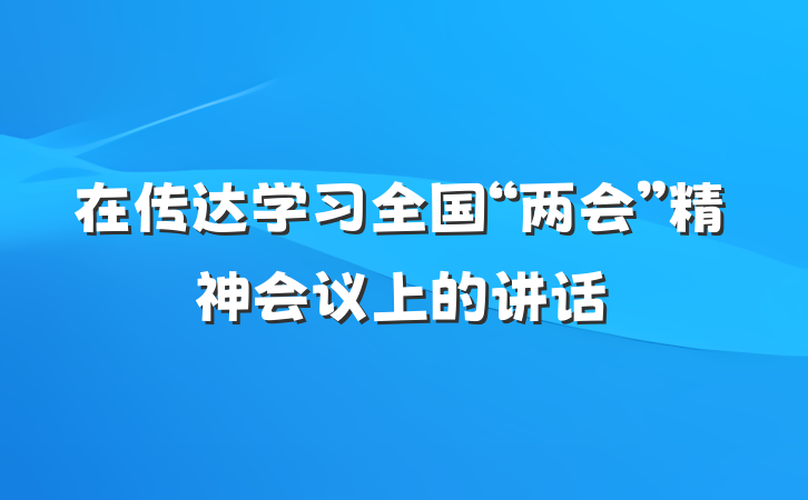 在传达学习全国“两会”精神会议上的讲话