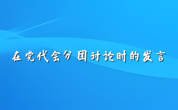在党代会分团讨论时的发言