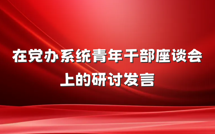 在党办系统青年干部座谈会上的研讨发言