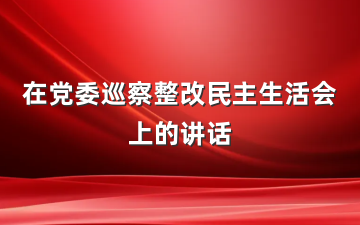 在党委巡察整改民主生活会上的讲话