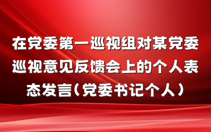 在党委第一巡视组对某党委巡视意见反馈会上的个人表态发言（党委书记个人）