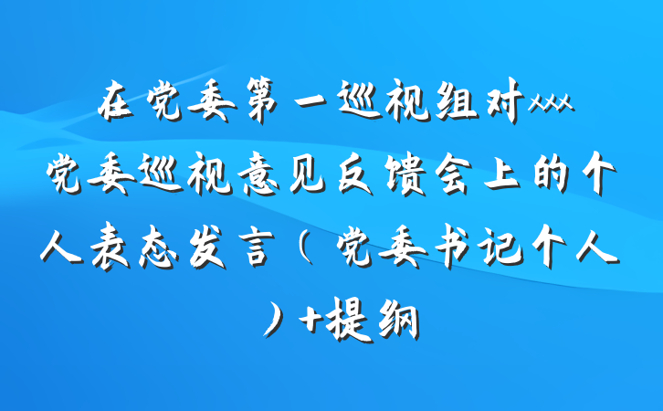 在党委第一巡视组对xxx党委巡视意见反馈会上的个人表态发言（党委书记个人） 提纲