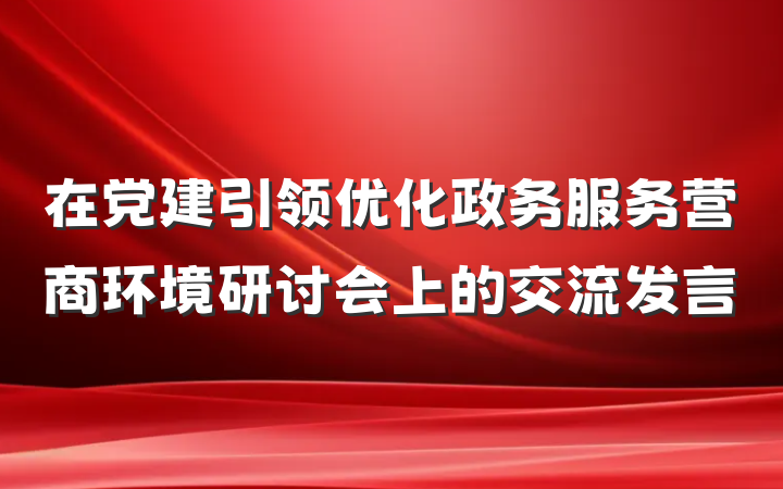 在党建引领优化政务服务营商环境研讨会上的交流发言