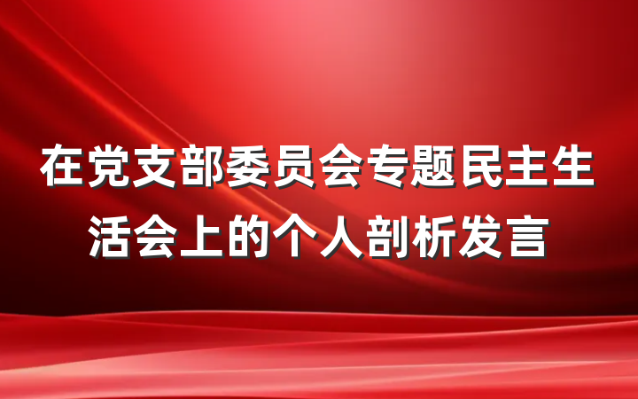 在党支部委员会专题民主生活会上的个人剖析发言