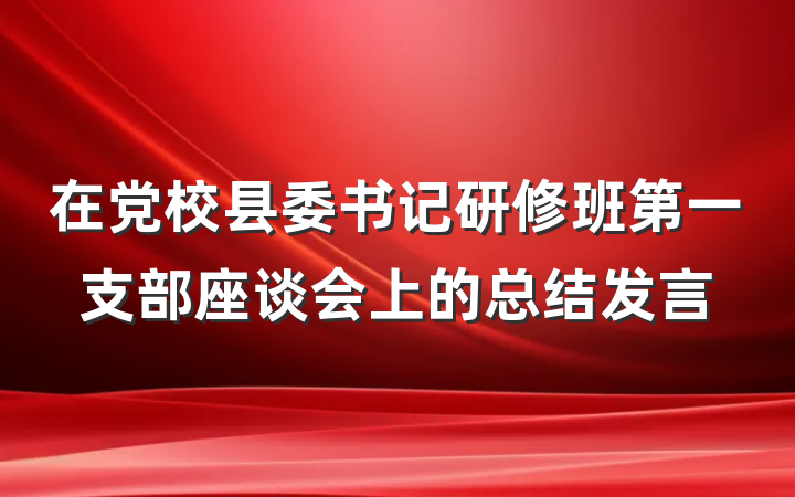 在党校县委书记研修班第一支部座谈会上的总结发言
