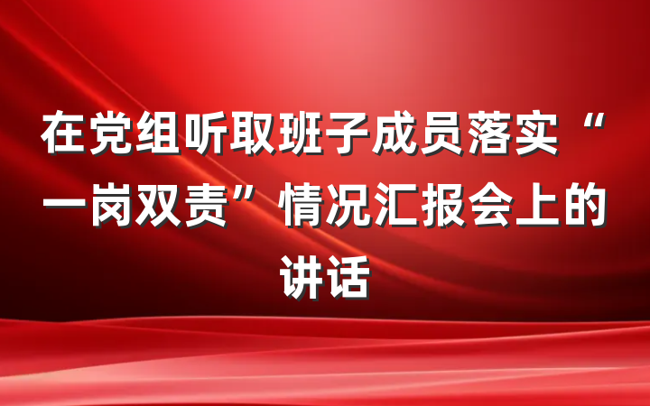 在党组听取班子成员落实“一岗双责”情况汇报会上的讲话