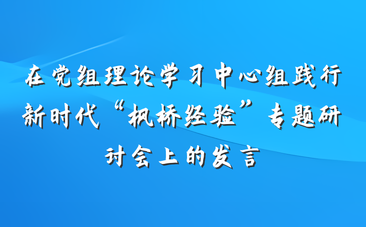在党组理论学习中心组践行新时代“枫桥经验”专题研讨会上的发言