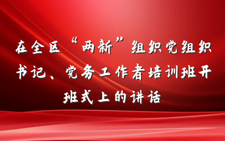 在全区“两新”组织党组织书记、党务工作者培训班开班式上的讲话