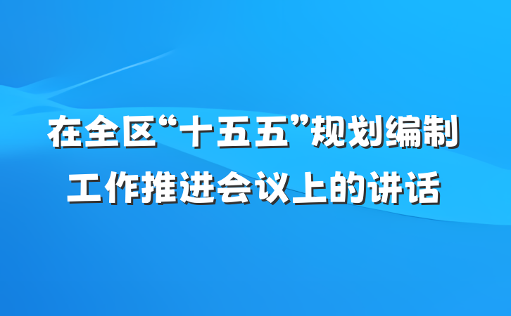 在全区“十五五”规划编制工作推进会议上的讲话