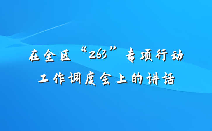 在全区“263”专项行动工作调度会上的讲话