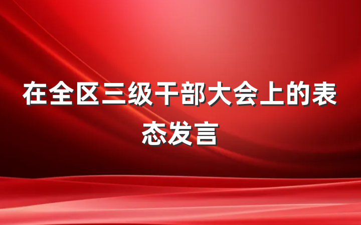 在全区三级干部大会上的表态发言