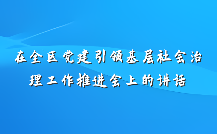 在全区党建引领基层社会治理工作推进会上的讲话
