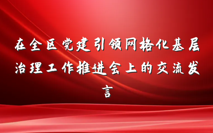 在全区党建引领网格化基层治理工作推进会上的交流发言