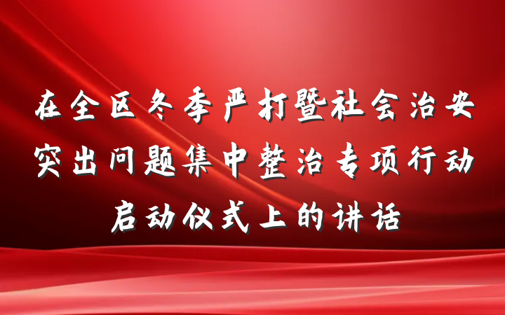 在全区冬季严打暨社会治安突出问题集中整治专项行动启动仪式上的讲话