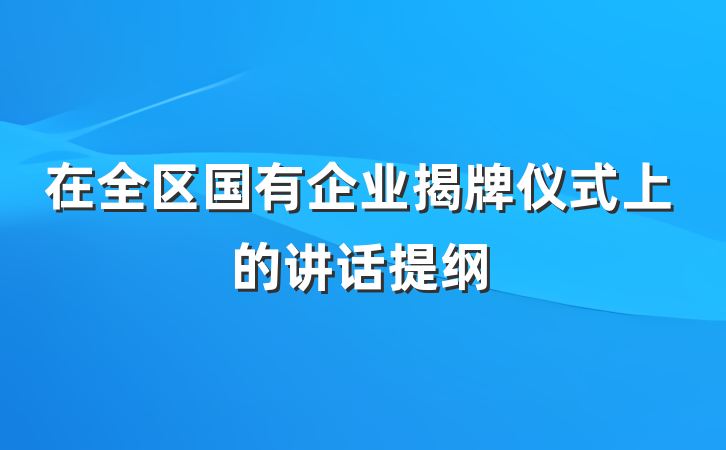 在全区国有企业揭牌仪式上的讲话提纲