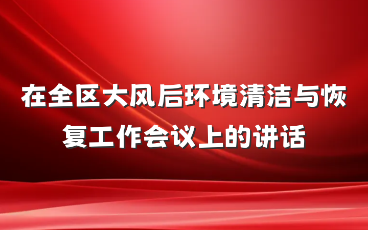 在全区大风后环境清洁与恢复工作会议上的讲话