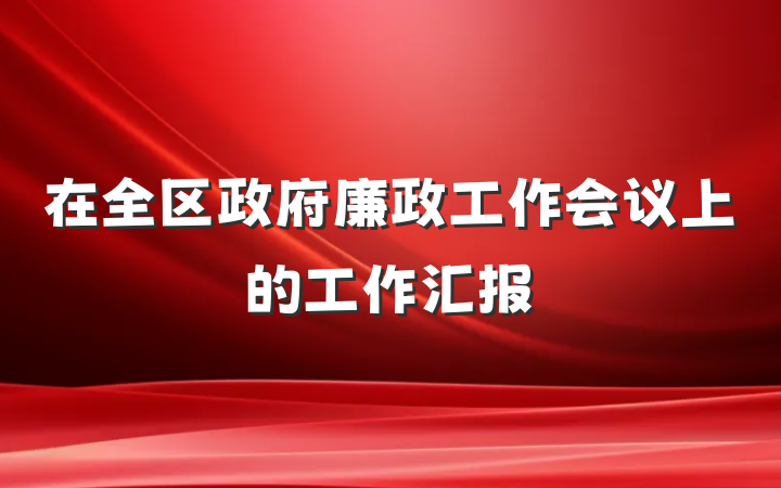 在全区政府廉政工作会议上的工作汇报