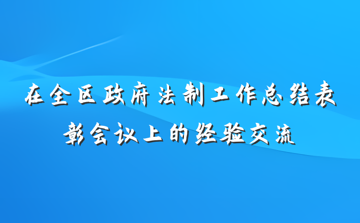 在全区政府法制工作总结表彰会议上的经验交流