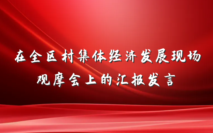 在全区村集体经济发展现场观摩会上的汇报发言