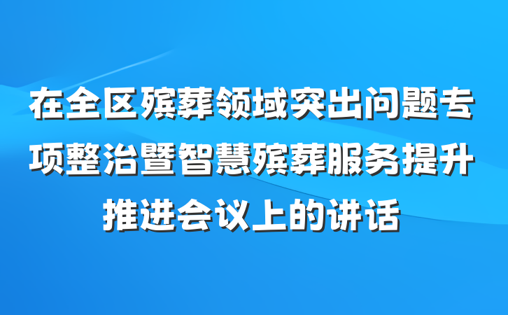 在全区殡葬领域突出问题专项整治暨智慧殡葬服务提升推进会议上的讲话