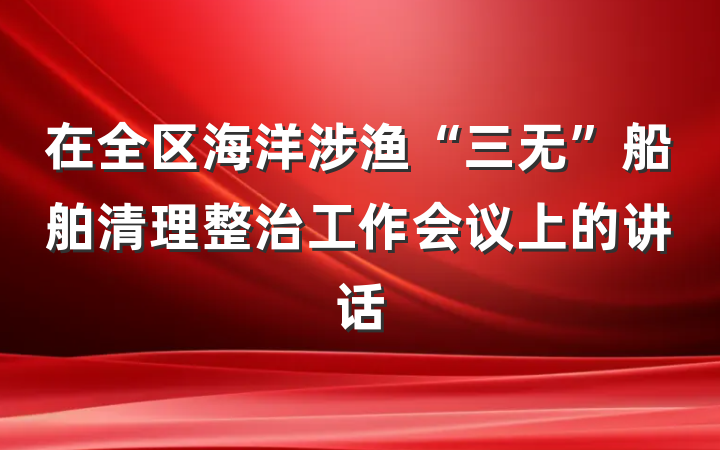 在全区海洋涉渔“三无”船舶清理整治工作会议上的讲话