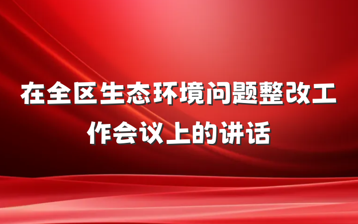 在全区生态环境问题整改工作会议上的讲话