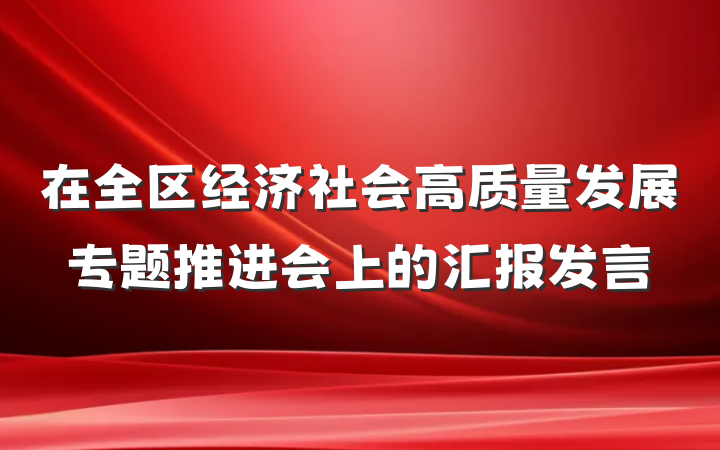 在全区经济社会高质量发展专题推进会上的汇报发言