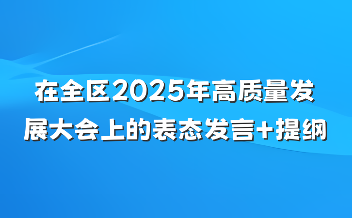 在全区2025年高质量发展大会上的表态发言 提纲