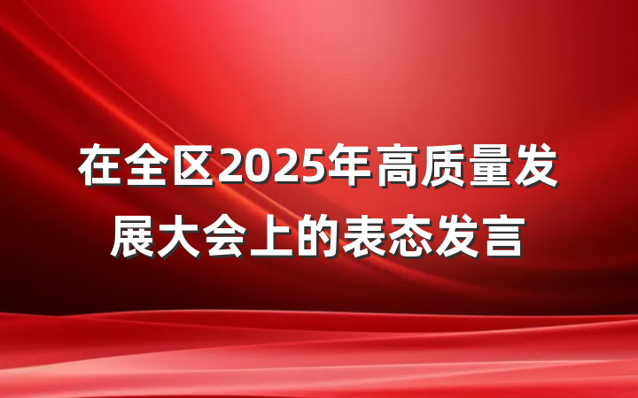 在全区2025年高质量发展大会上的表态发言