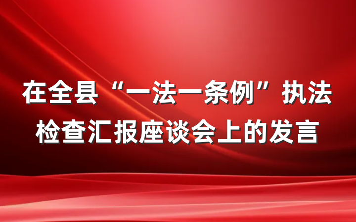 在全县“一法一条例”执法检查汇报座谈会上的发言