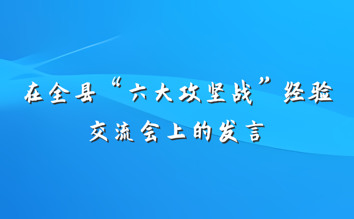 在全县“六大攻坚战”经验交流会上的发言