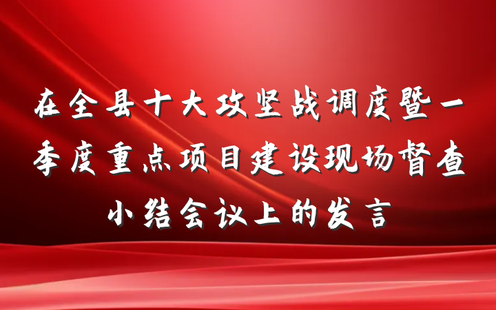 在全县十大攻坚战调度暨一季度重点项目建设现场督查小结会议上的发言