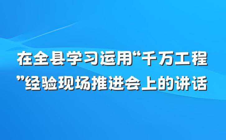 在全县学习运用“千万工程”经验现场推进会上的讲话