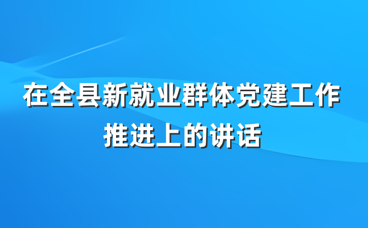在全县新就业群体党建工作推进上的讲话