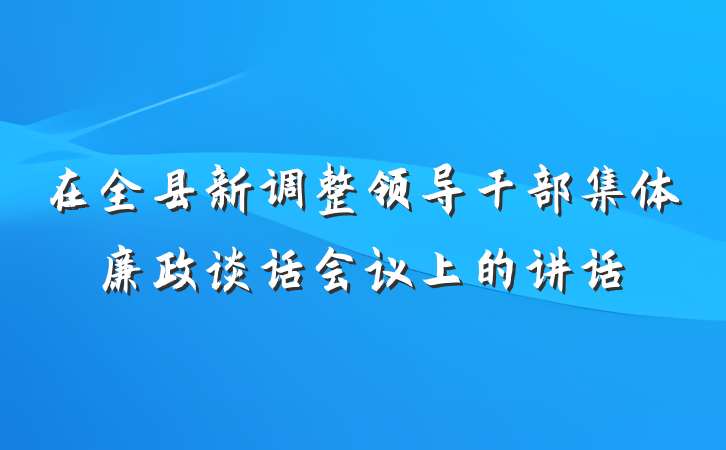 在全县新调整领导干部集体廉政谈话会议上的讲话
