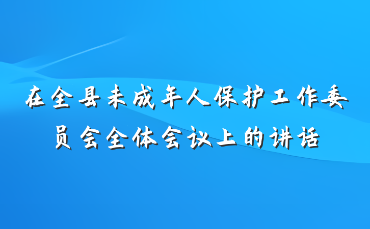 在全县未成年人保护工作委员会全体会议上的讲话