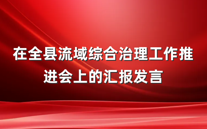 在全县流域综合治理工作推进会上的汇报发言