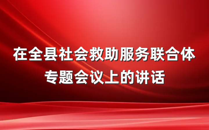 在全县社会救助服务联合体专题会议上的讲话