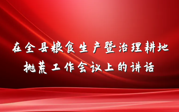 在全县粮食生产暨治理耕地抛荒工作会议上的讲话