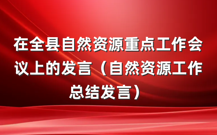 在全县自然资源重点工作会议上的发言（自然资源工作总结发言）