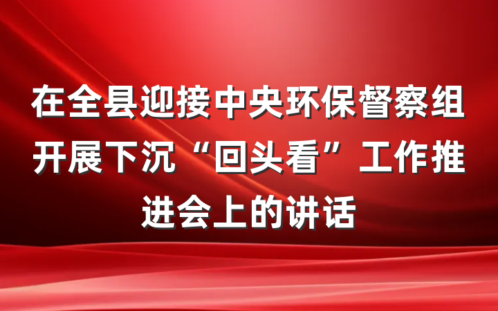 在全县迎接中央环保督察组开展下沉“回头看”工作推进会上的讲话
