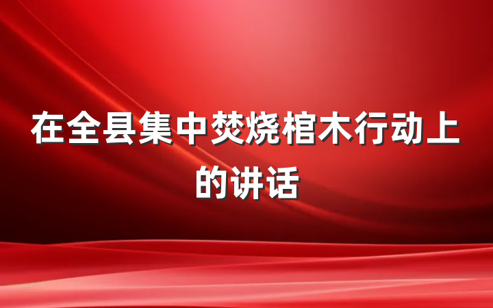 在全县集中焚烧棺木行动上的讲话
