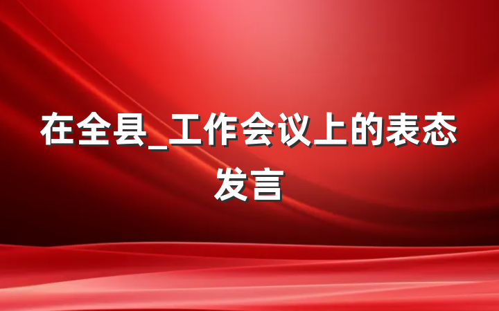 在全县_工作会议上的表态发言