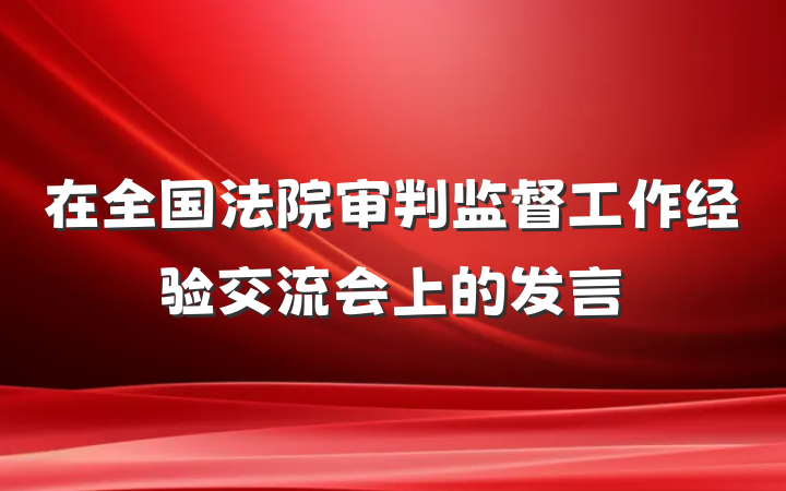 在全国法院审判监督工作经验交流会上的发言