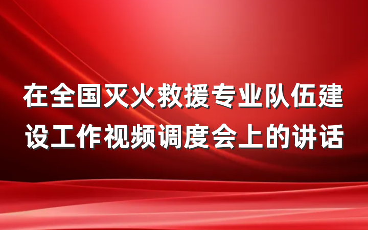 在全国灭火救援专业队伍建设工作视频调度会上的讲话