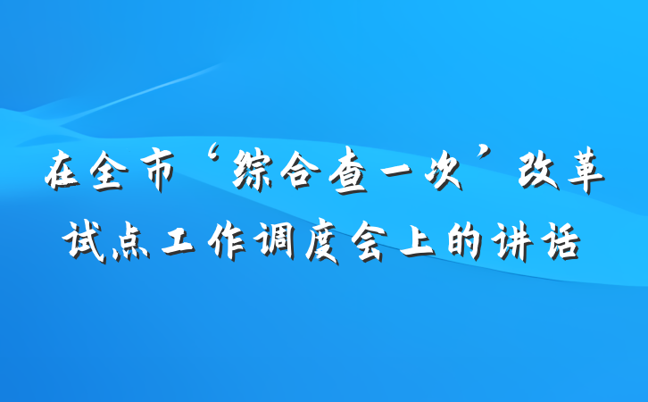 在全市‘综合查一次’改革试点工作调度会上的讲话
