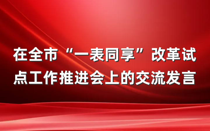 在全市“一表同享”改革试点工作推进会上的交流发言