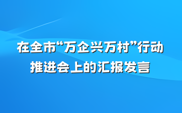 在全市“万企兴万村”行动推进会上的汇报发言