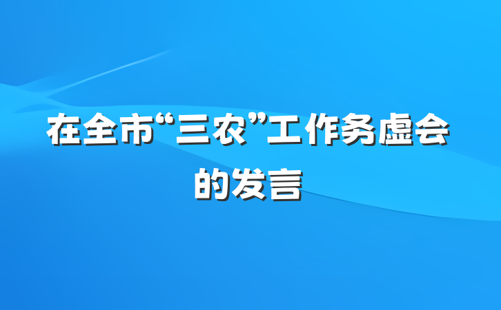在全市“三农”工作务虚会的发言