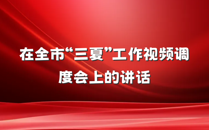 在全市“三夏”工作视频调度会上的讲话
